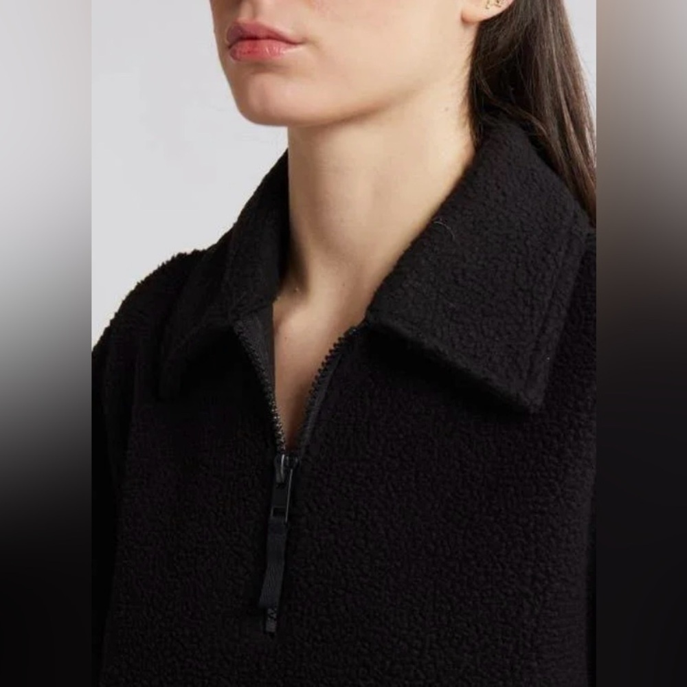 Topshop Borg Zip Collar Fleece Sweatshirt - Picture 8 of 8